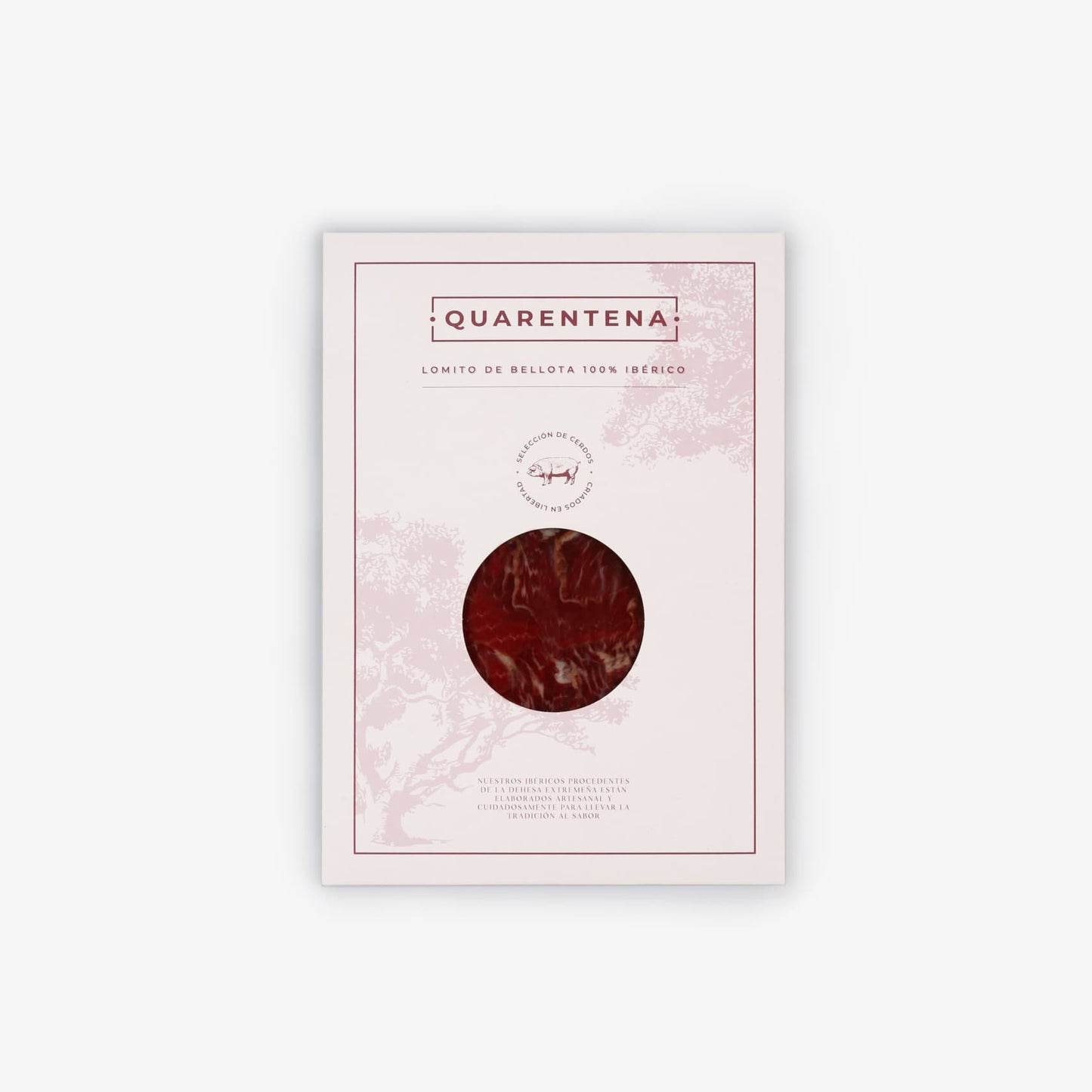 Packaged product with 'Quarentena' branding on a light pink background