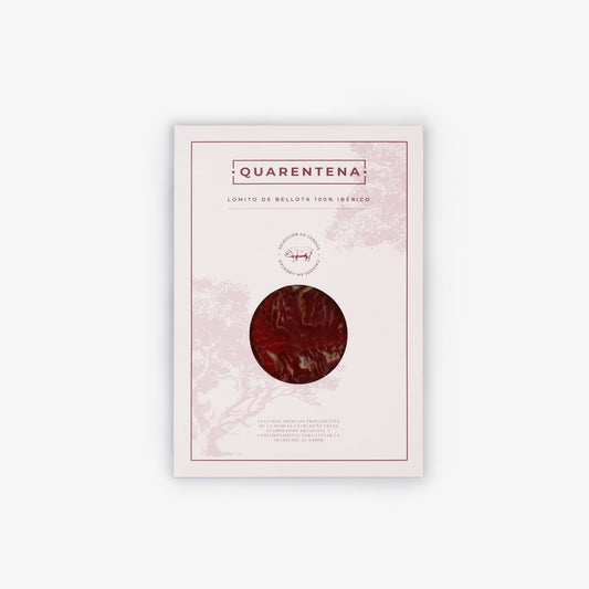 Packaged product with 'Quarentena' branding on a light pink background
